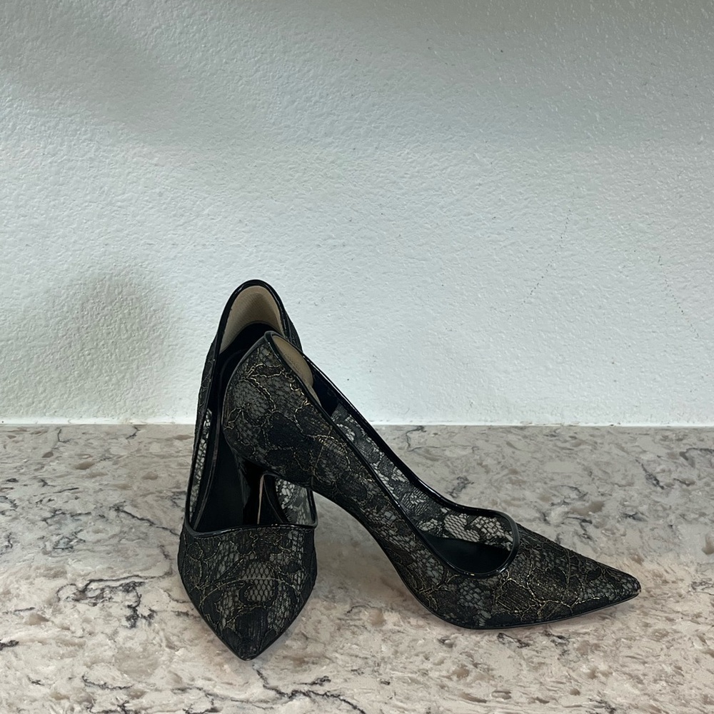 Elie Tahari Black Lace Stiletto Heels